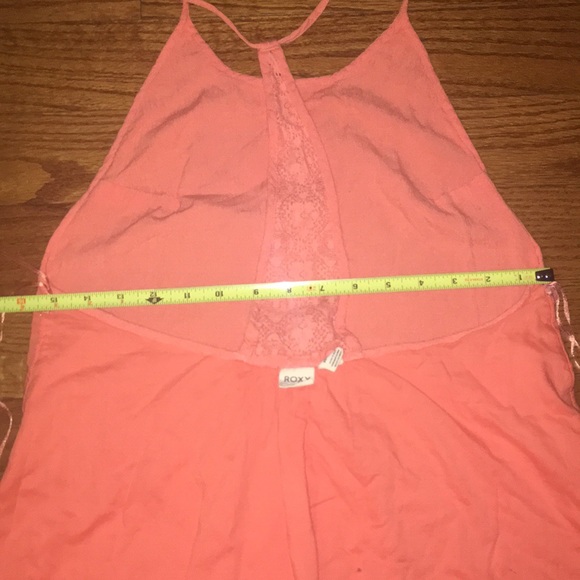 Roxy Orange lace strap band Open Back backless linen crepe halter mini Dress - Picture 7 of 7